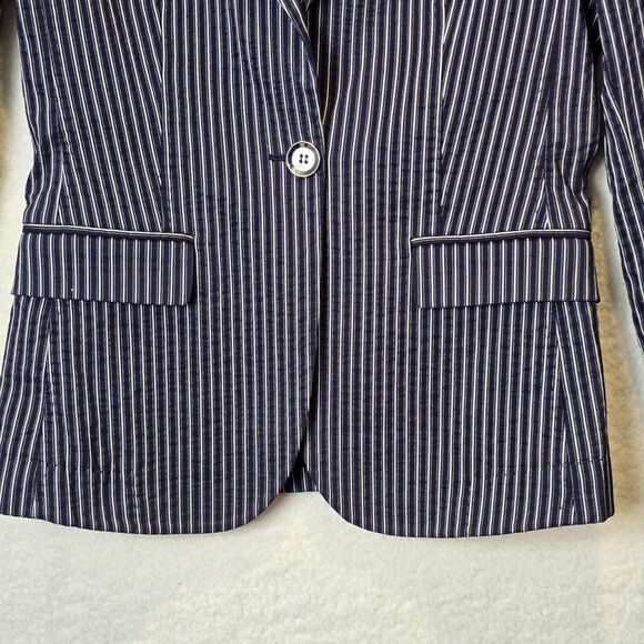 GUCCI Blazer Womens EU 38 US 2 Navy Blue Pinstripe Office Siren Boardroom - Picture 3 of 12